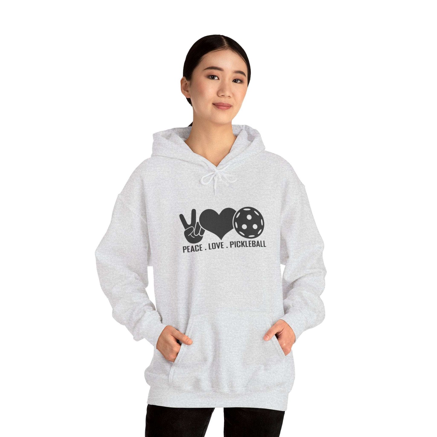 Women's Comfy Pickleball Hoodie - Peace, Love, Pickleball