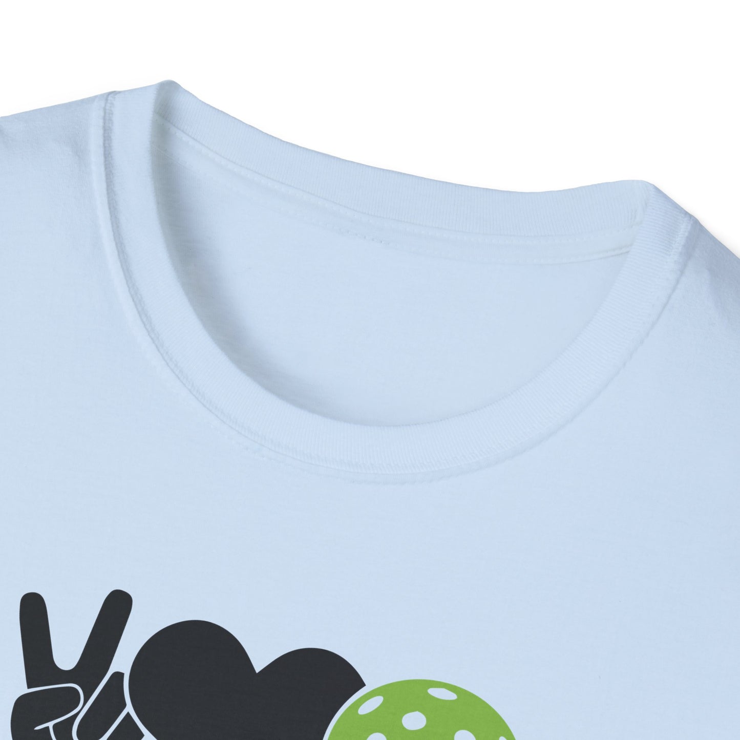 Women's Cheerful Pickleball T-shirt - Peace, Love, Pickleball