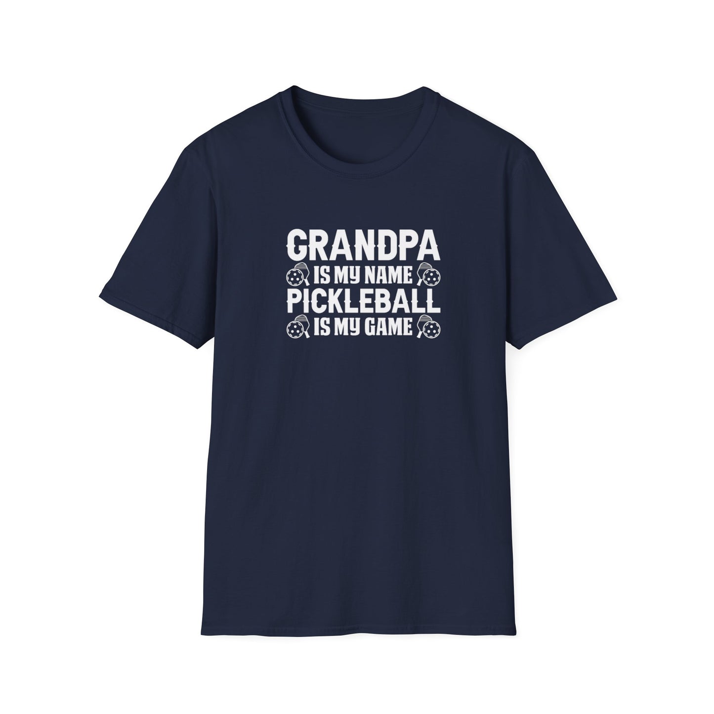 Men's Pickleball T-shirt - Grandpa Is My Name Pickleball Is My Game Navy