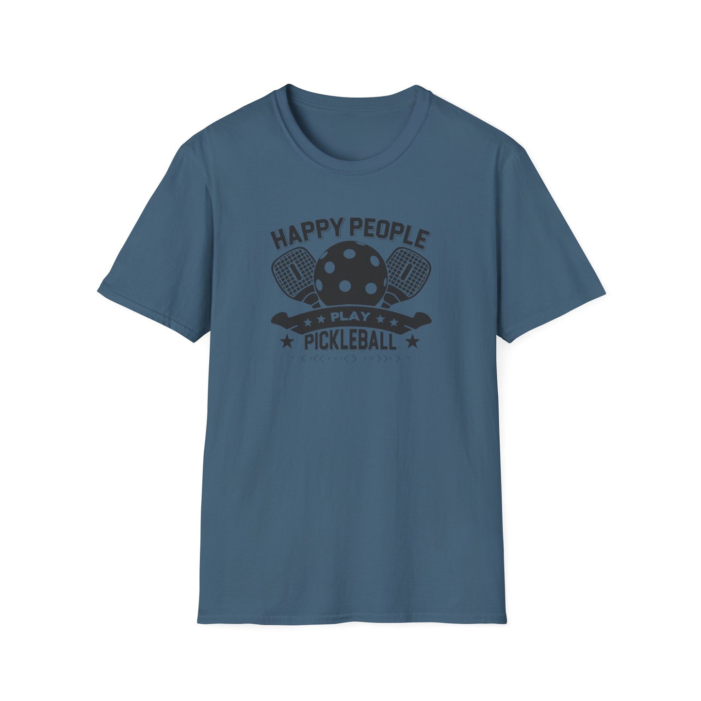 Men's Quirky Pickleball T-shirt - Happy People Play Pickleball Blue