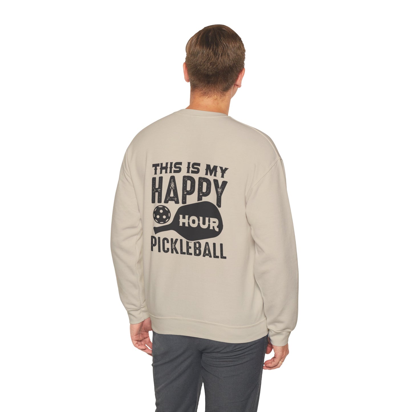 Men's Comfy Pickleball Sweatshirt - This Is My Happy Hour Pickleball