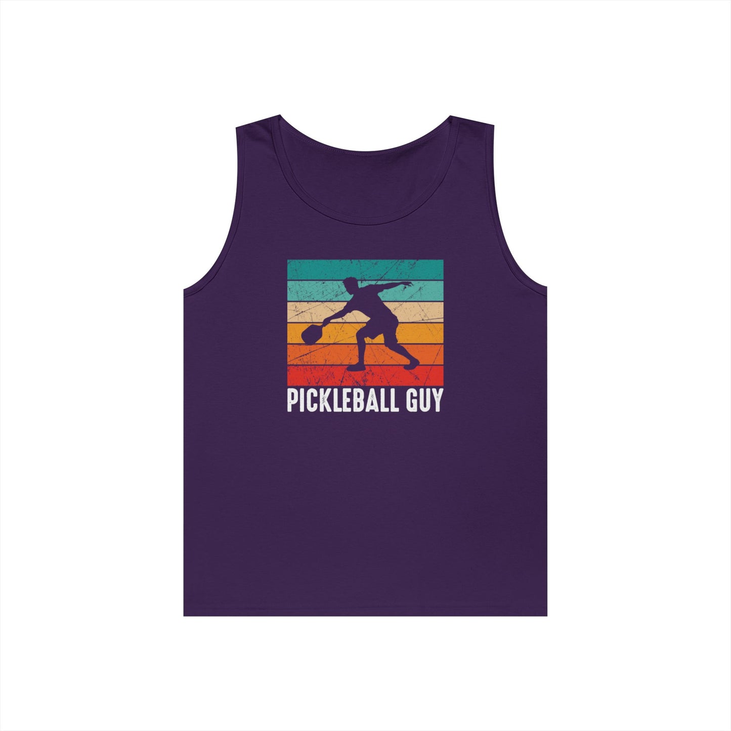 Men's Cool Pickleball Tank Top - Pickleball Guy Retro Purple