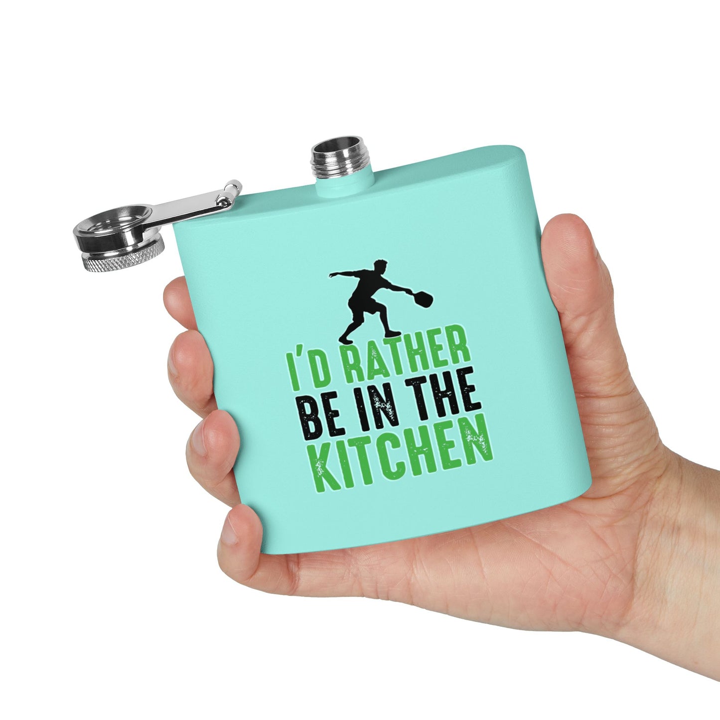 Pickleball Funny Flask - I'd Rather Be in the Kitchen