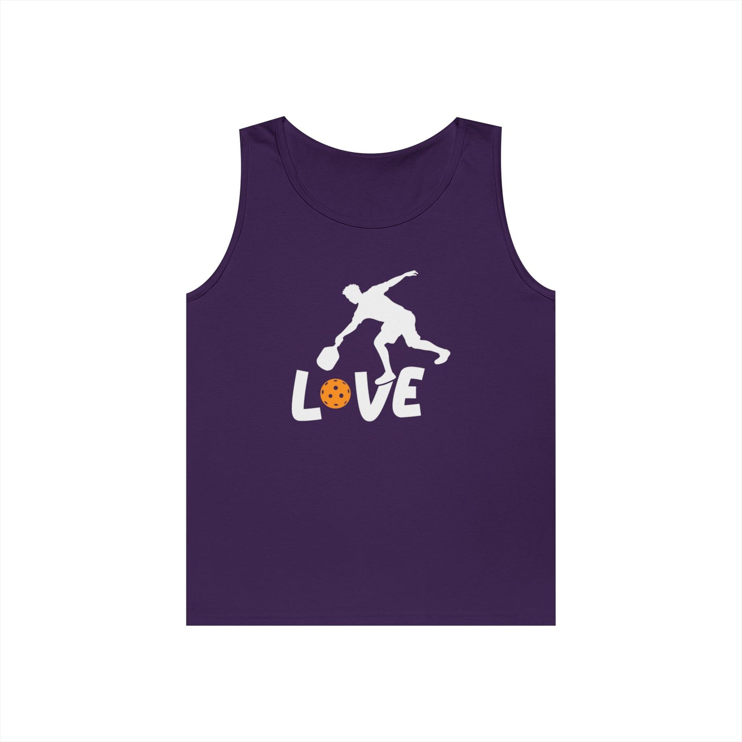 Men's Durable Pickleball Tank Top - Pickleball Player in Love Purple