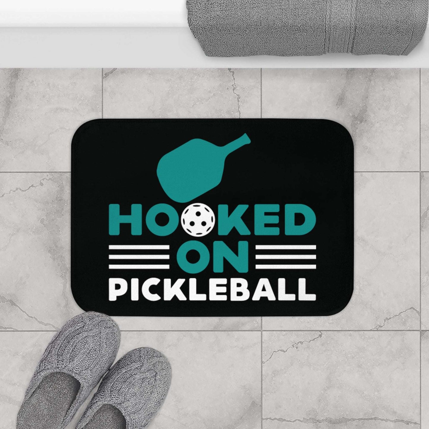 Pickleball Funny Bath mat - Hooked on Pickleball