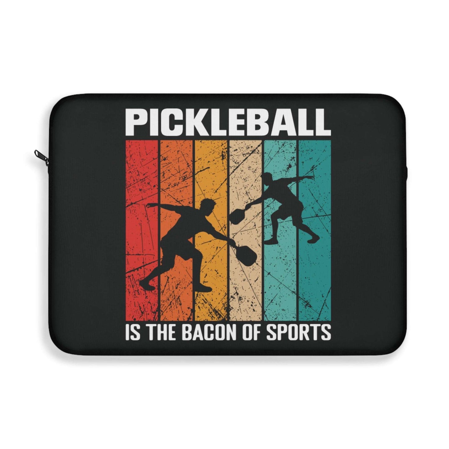 Pickleball Laptop Sleeve - Pickleball is the Bacon of Sports Retro Black