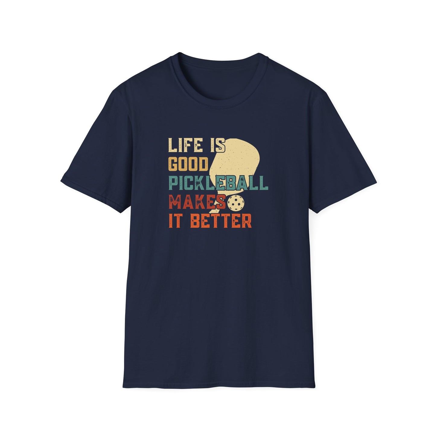 Men's Cool Pickleball T-shirt - Life Is Good Pickleball Make It Better Navy