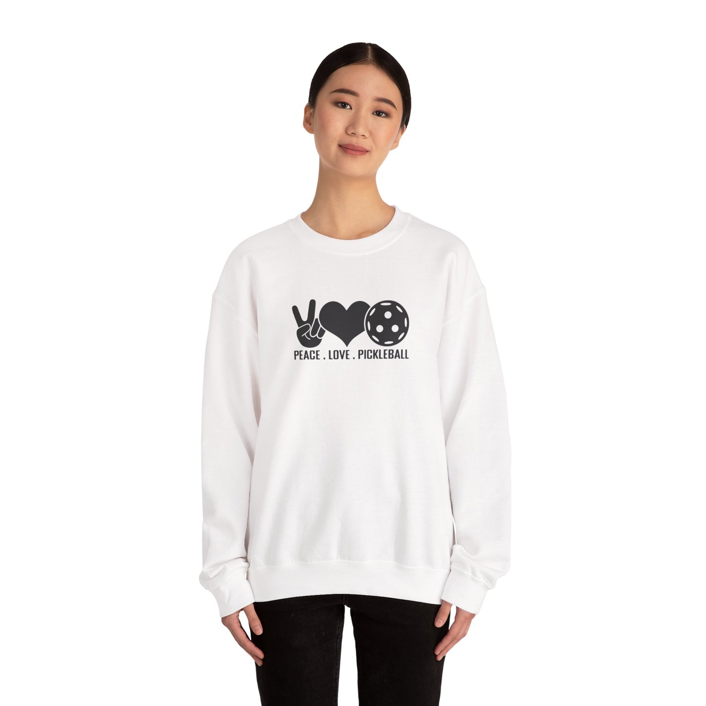 Women's Comfy Pickleball Sweatshirt - Peace, Love, Pickleball