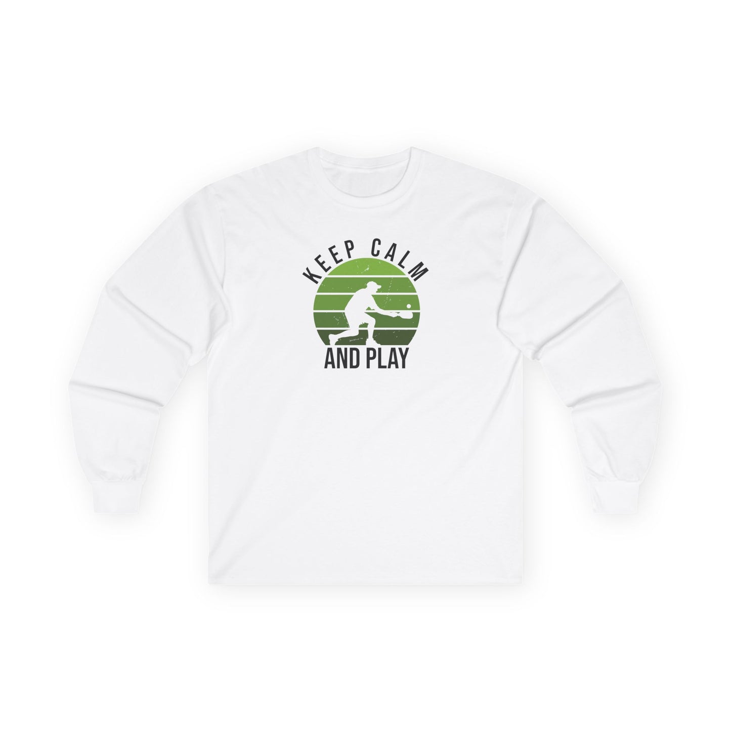 Men's Soft Pickleball Long Sleeves top - Keep Calm and Play White