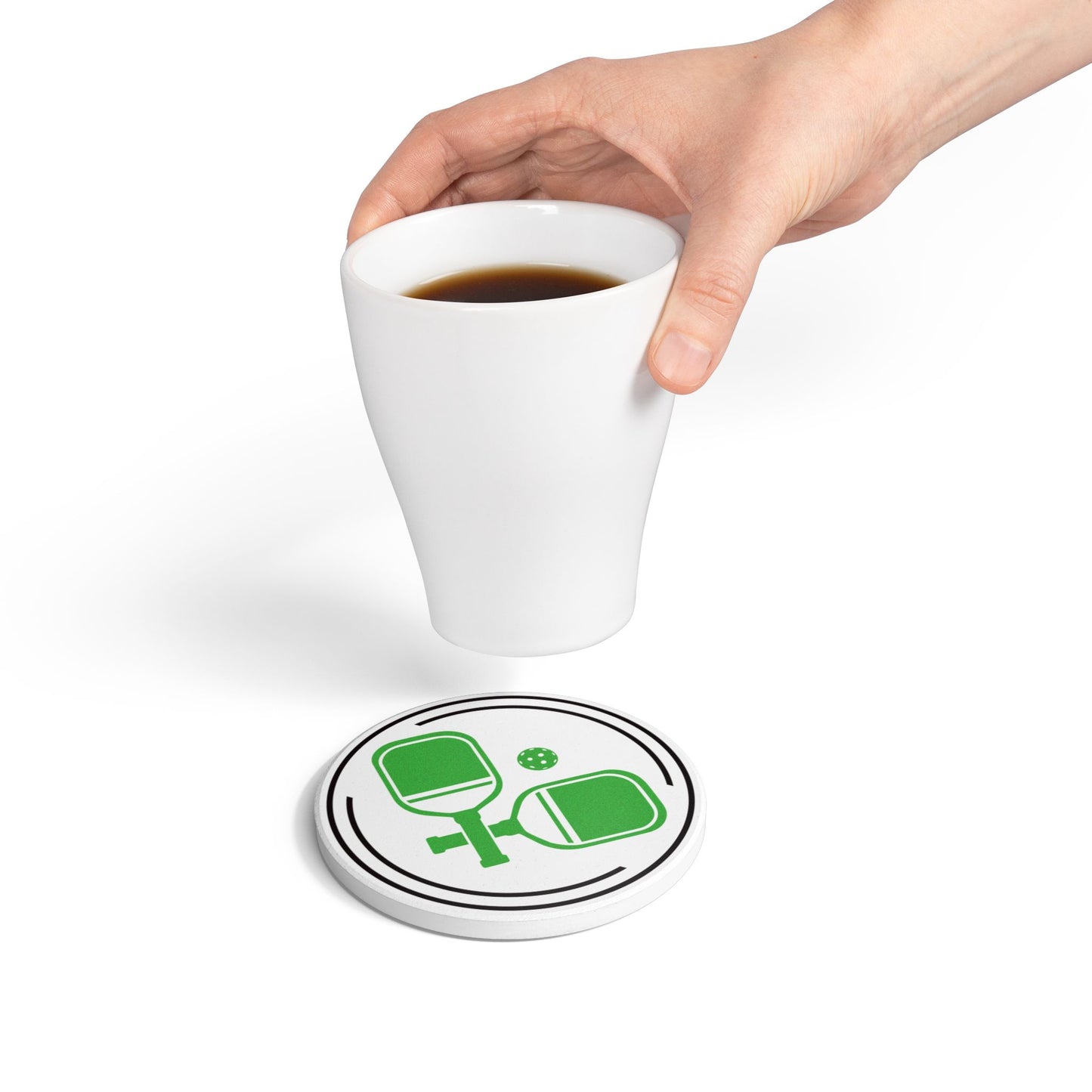 Pickleball Unique Ceramic Coaster - Double Paddle Logo