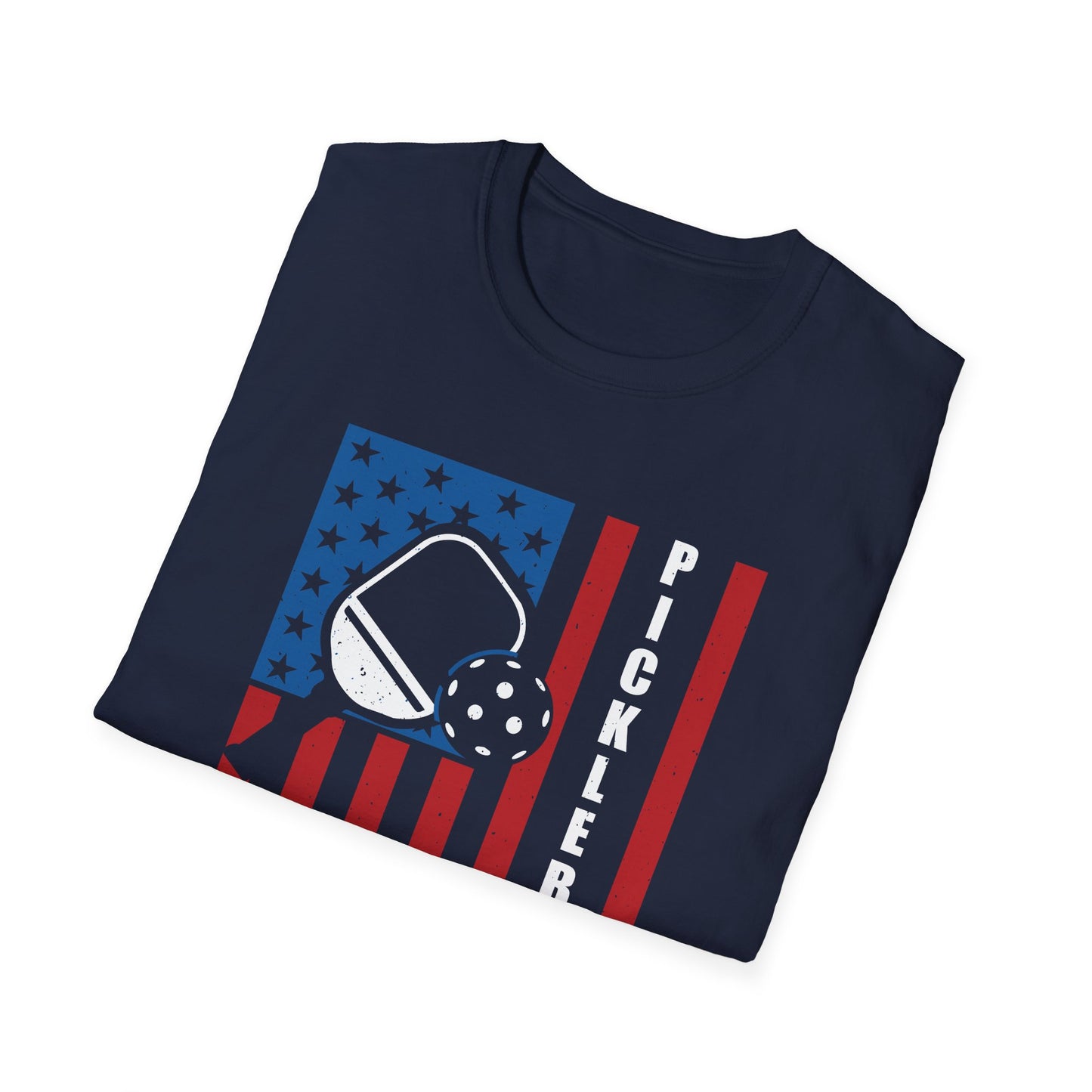 Women's Bold Pickleball T-shirt - Pickleball with American Flag