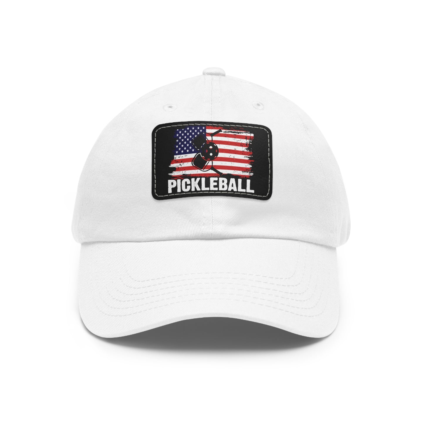 Pickleball Unique Cap - Pickleball with American Flag White