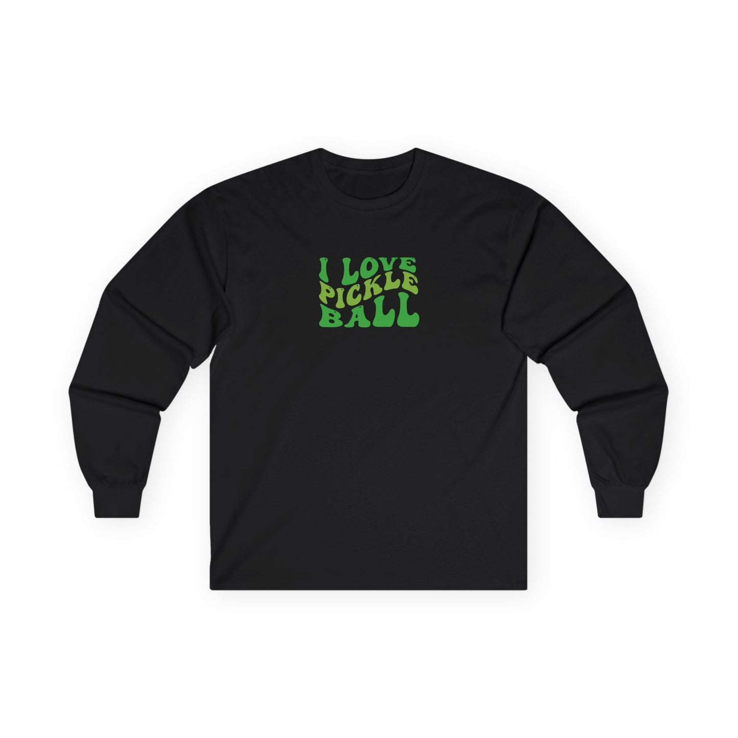 Women's Cute Pickleball Long Sleeves top - I Love Pickleball Black