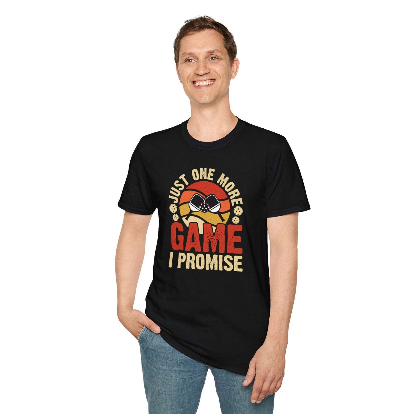 Men's Stylish Pickleball T-shirt - Just One More Game I Promise
