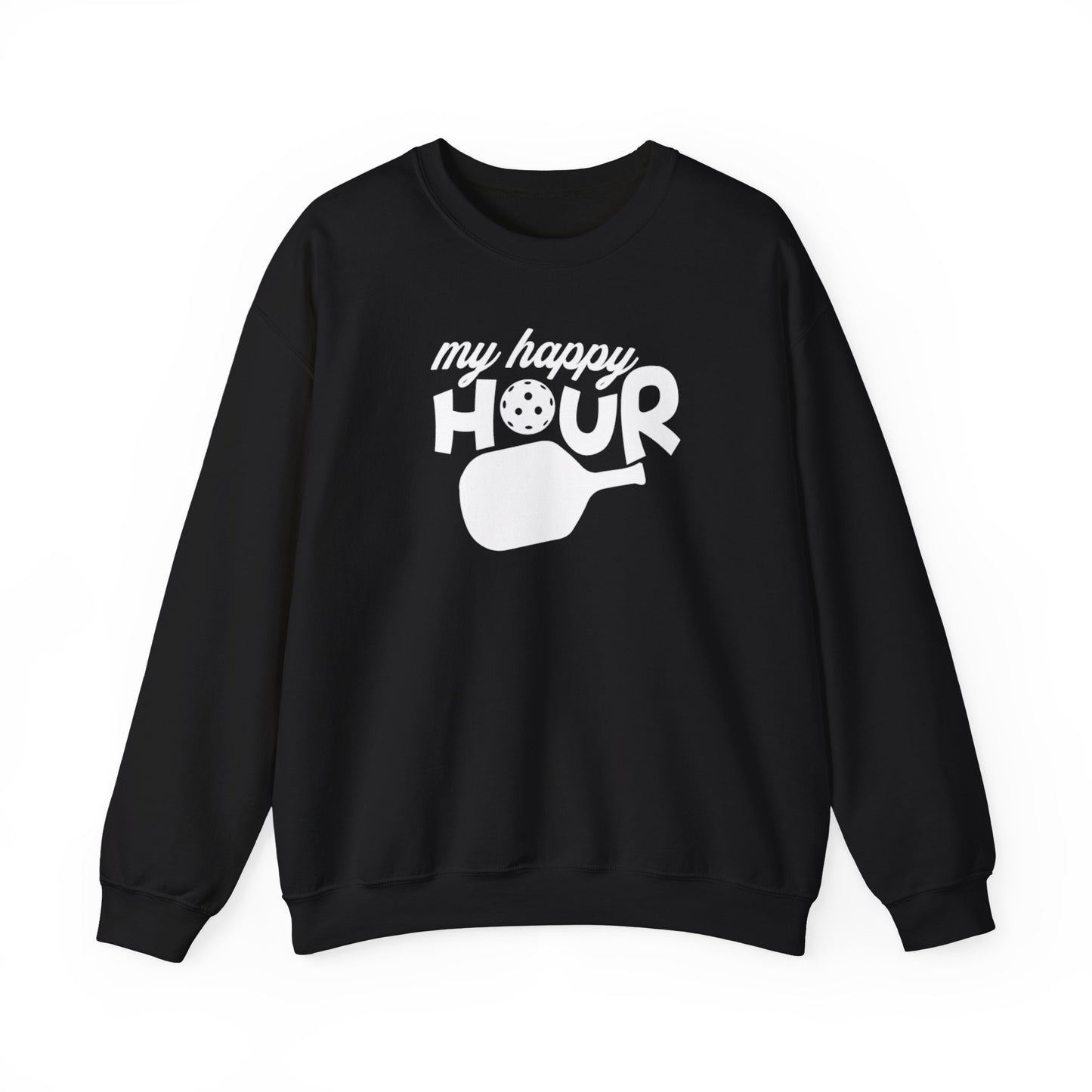 Men's Soft Pickleball Sweatshirt - My Happy Hour Black