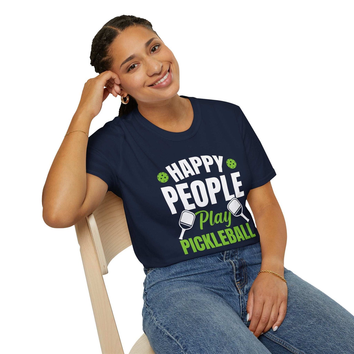Women's Soft Pickleball T-shirt - Happy People Play Pickleball