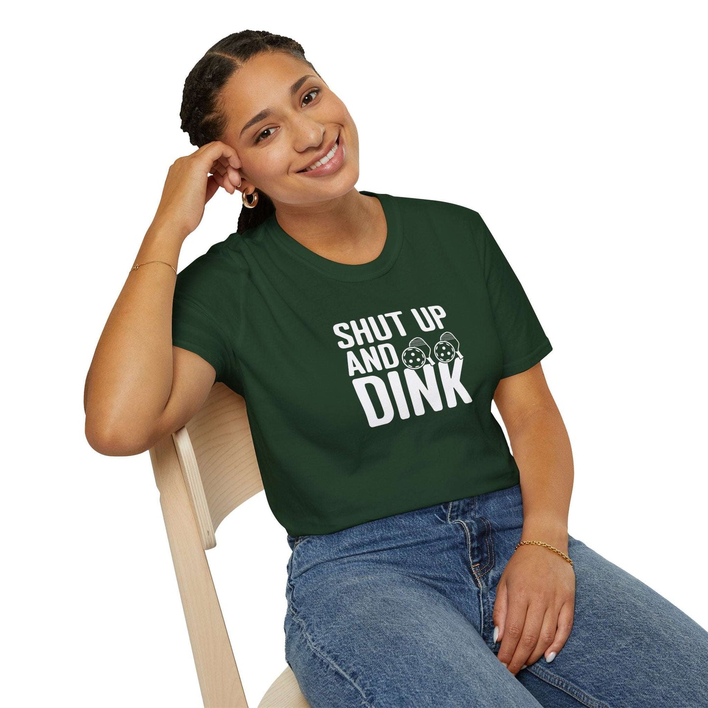 Women's Funny Pickleball T-shirt - Shut Up and Dink