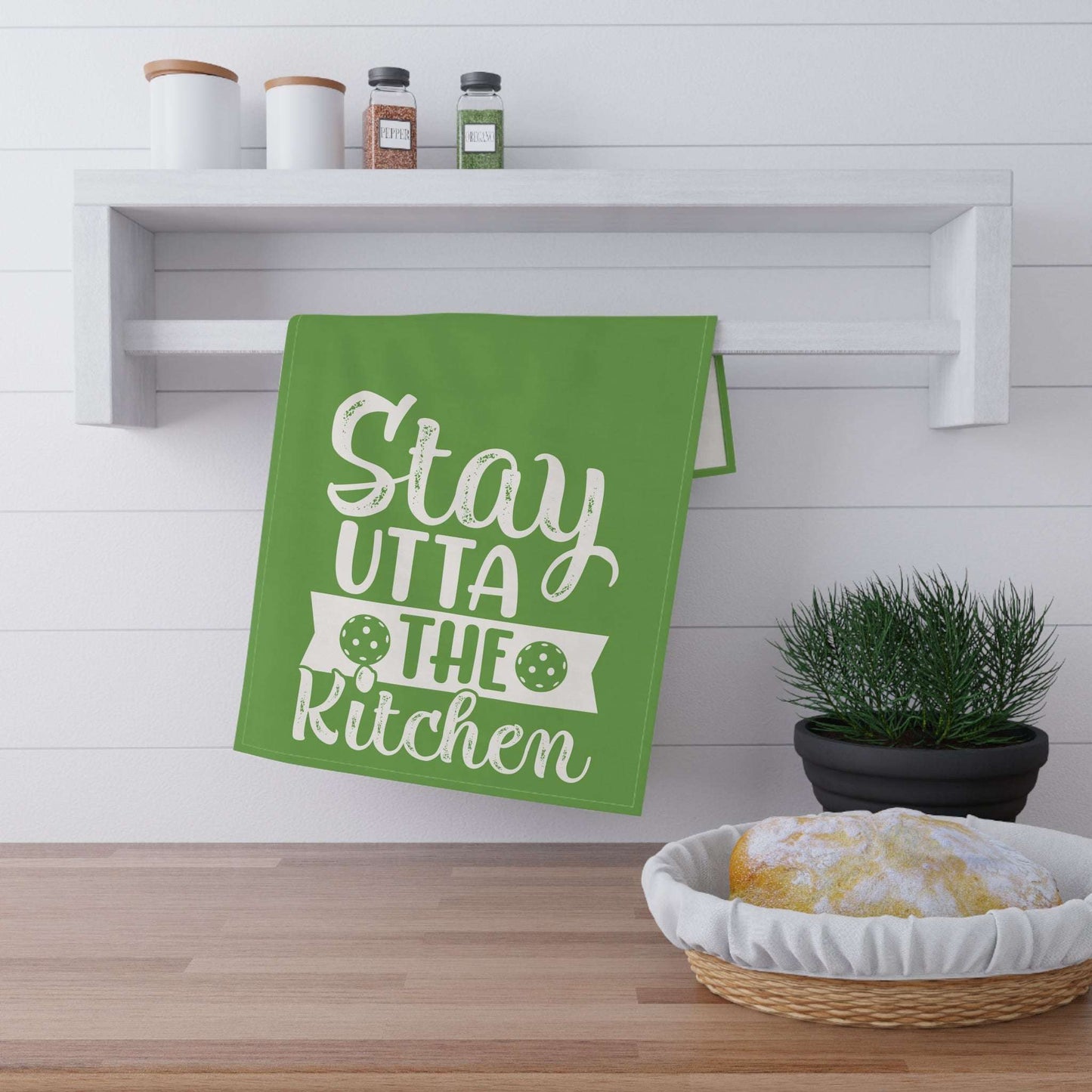 Pickleball Playful Tea Towel - Stay Utta the Kitchen Cotton Twill