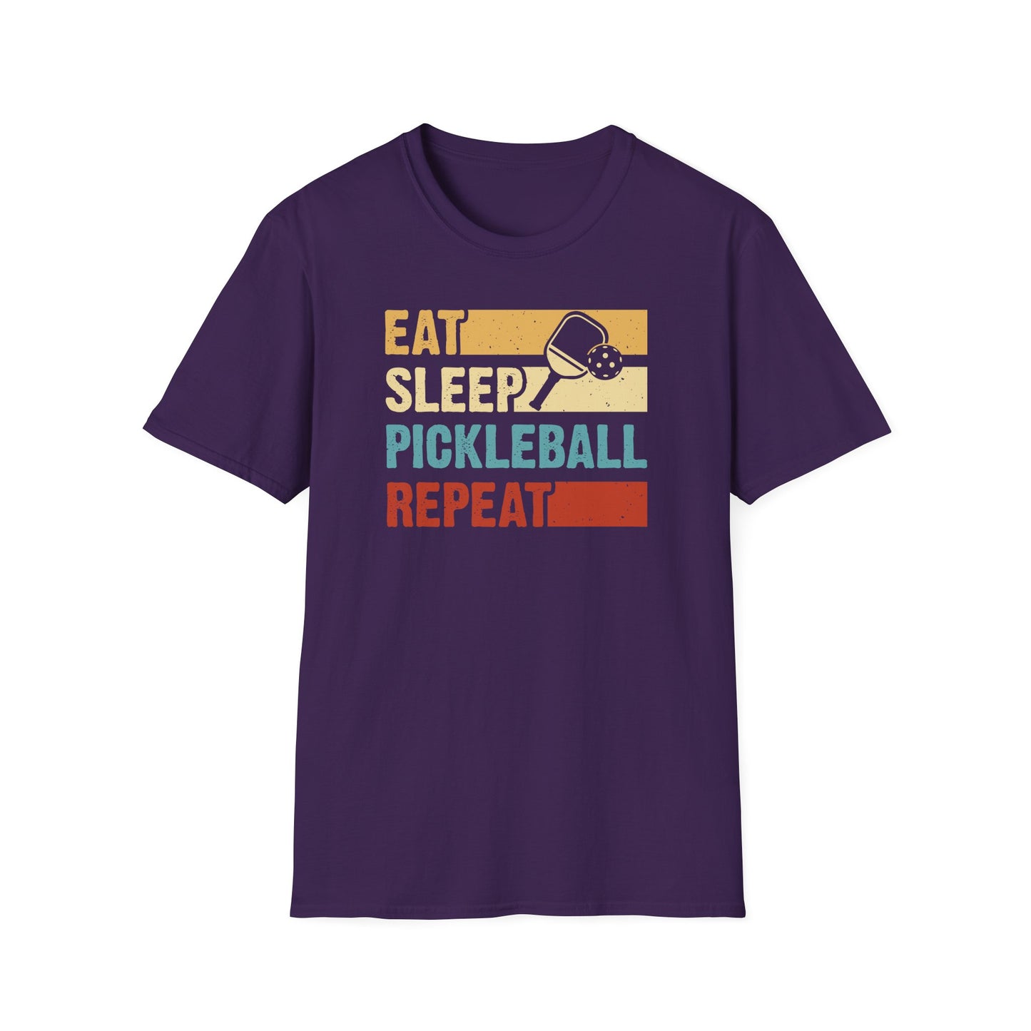 Women's Funny Pickleball T-Shirt - Eat Sleep Pickleball Repeat Retro Purple