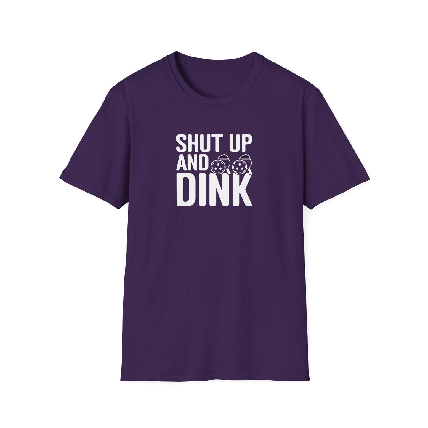 Men's Funny Pickleball T-shirt - Shut Up and Dink Purple
