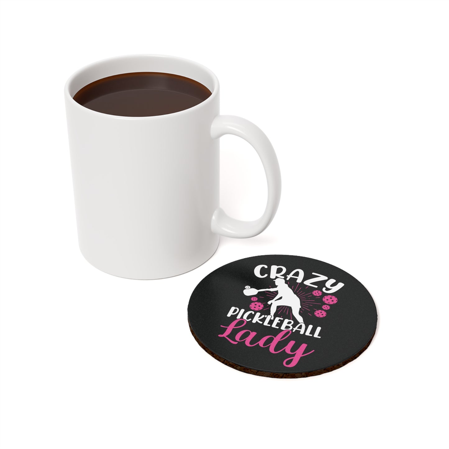 Pickleball Unique Cork Coaster - Crazy Pickleball Lady