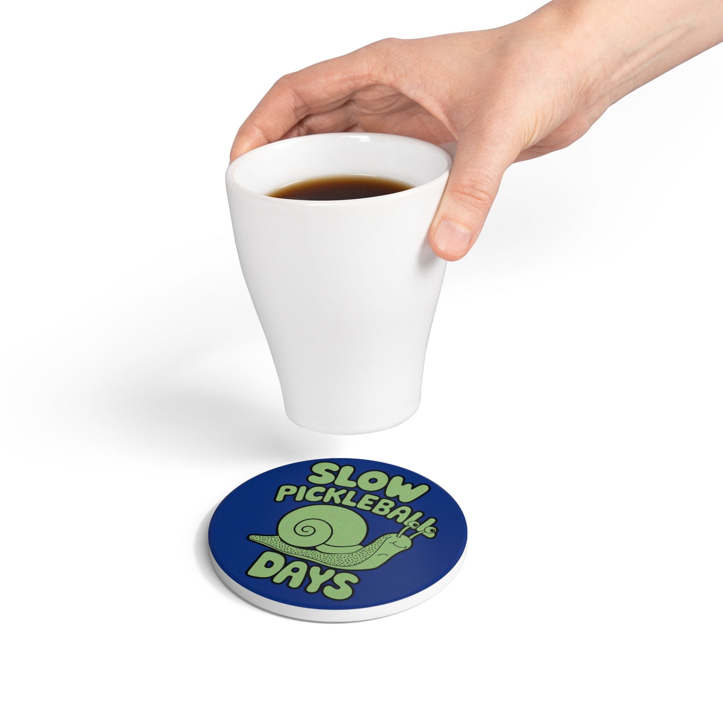 Pickleball Cute Ceramic Coaster - Slow Pickleball Days