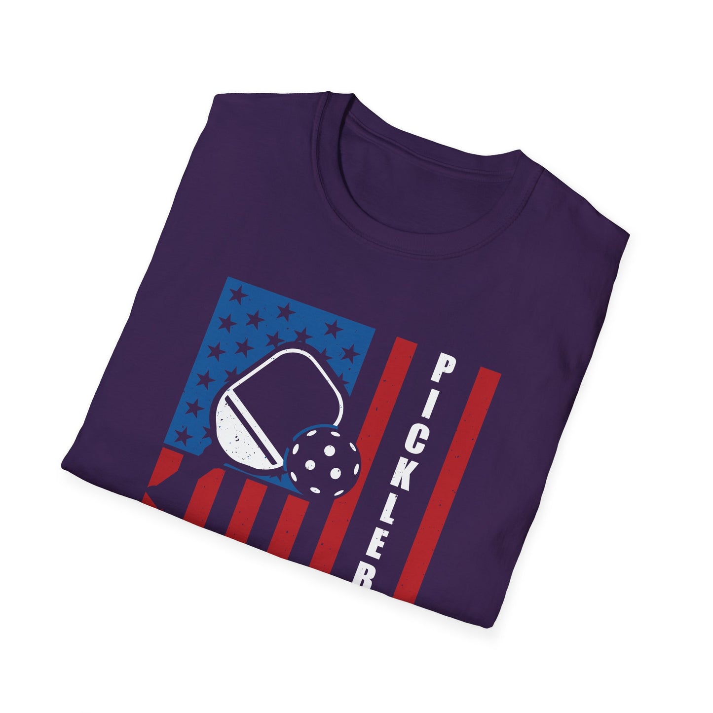 Women's Bold Pickleball T-shirt - Pickleball with American Flag