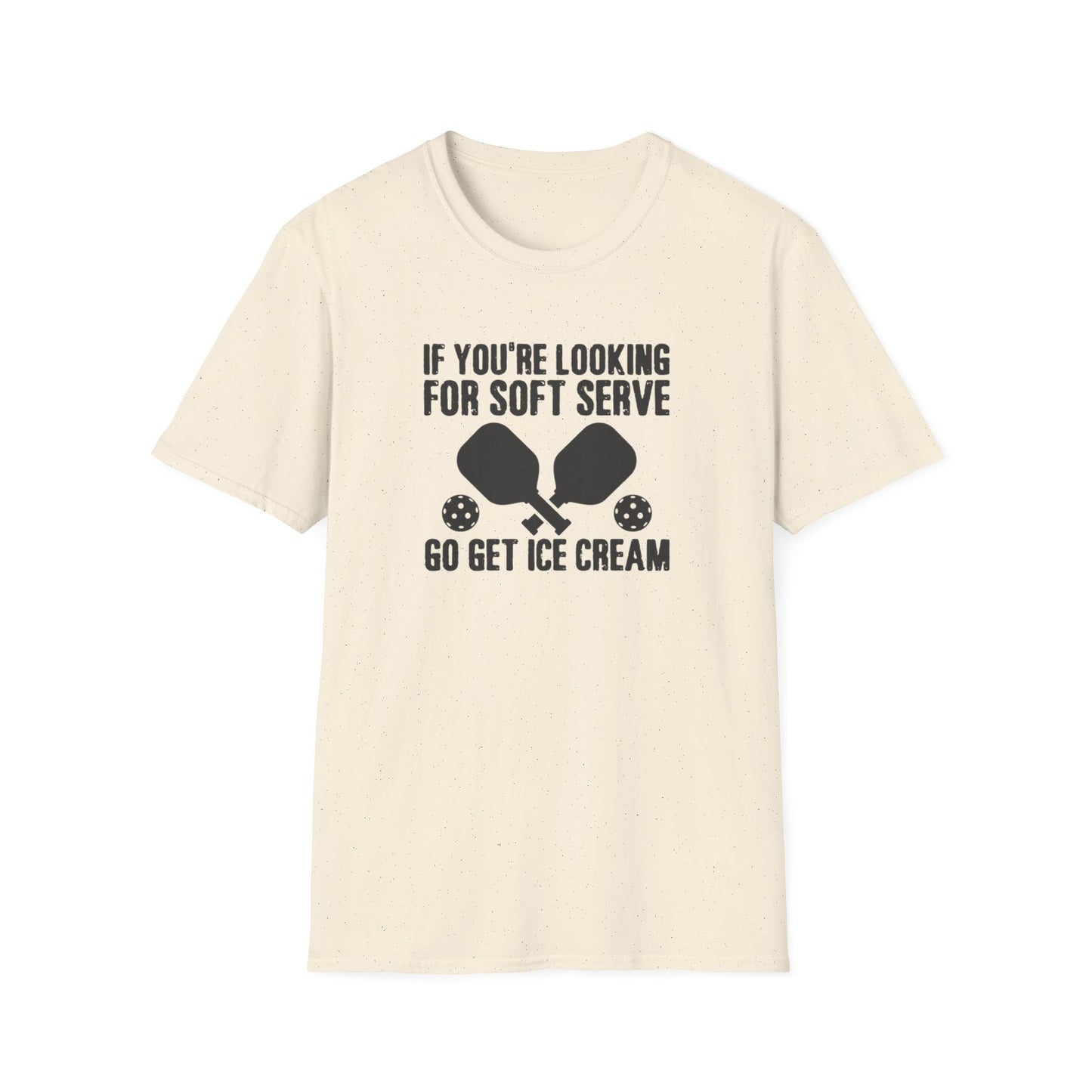 Men's Witty Pickleball T-shirt - Looking for Soft Serve? Get Ice Cream Beige