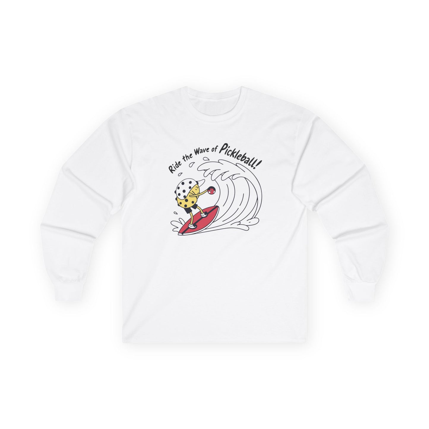 Men's Fun Pickleball Long Sleeves top - Ride the Wave of Pickleball White