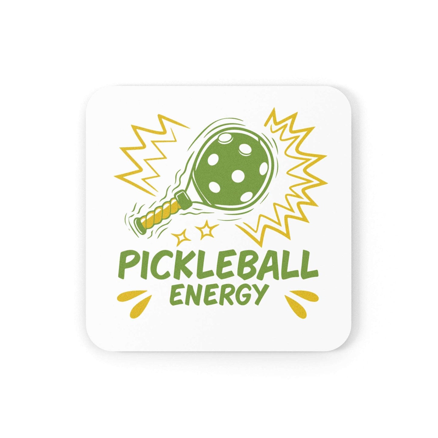 Pickleball Stylish Cork Coaster - Pickleball Energy Cork