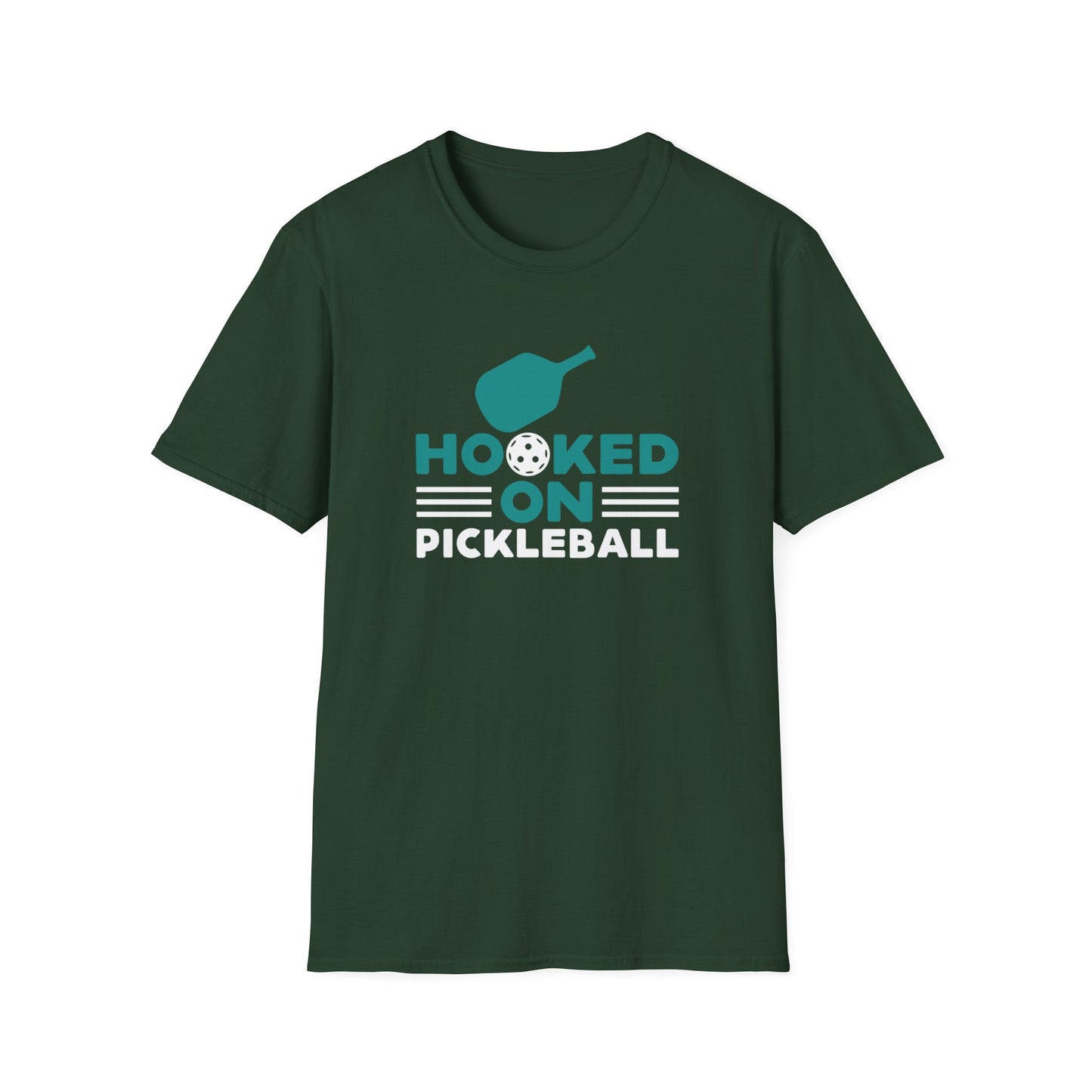 Women's Comfy Pickleball T-shirt - Hooked on Pickleball Green