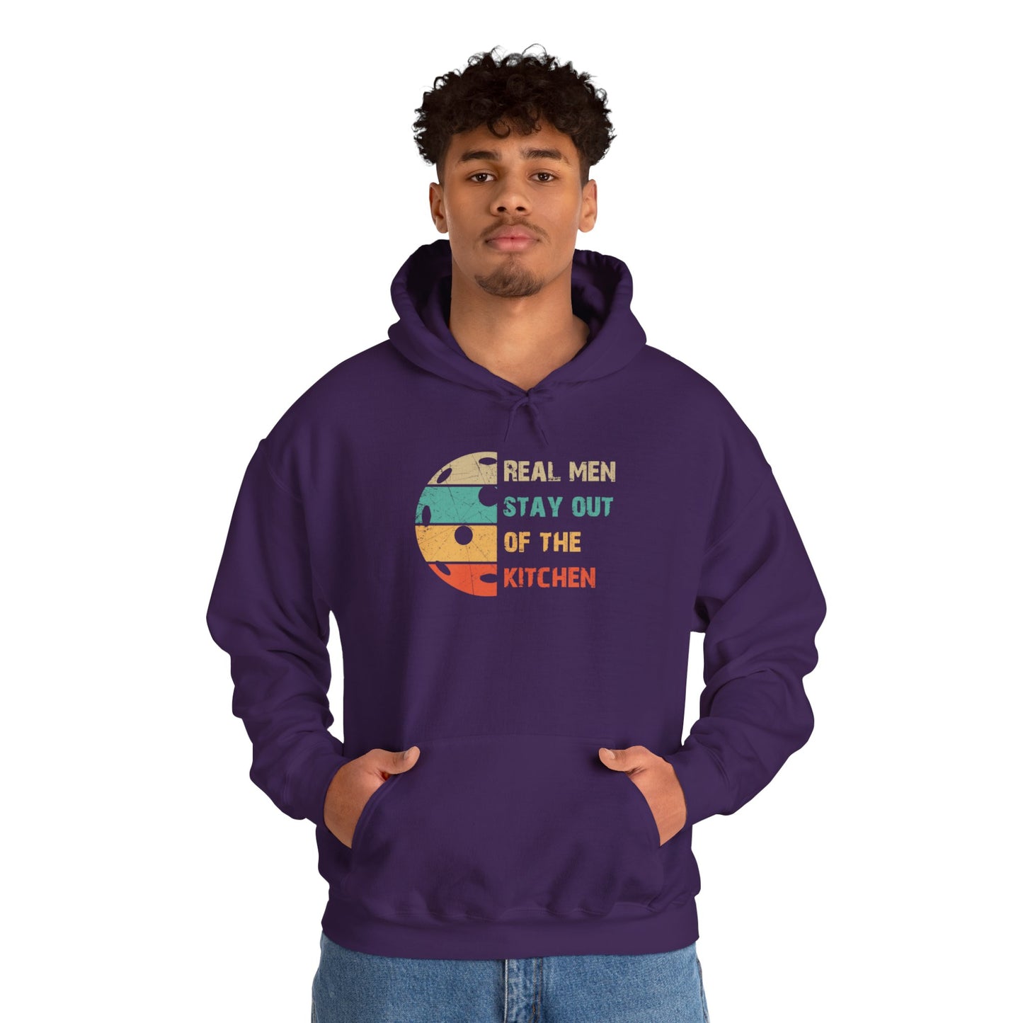 Men's Funny Pickleball Hoodie - Real Men Stay Out of the Kitchen Retro
