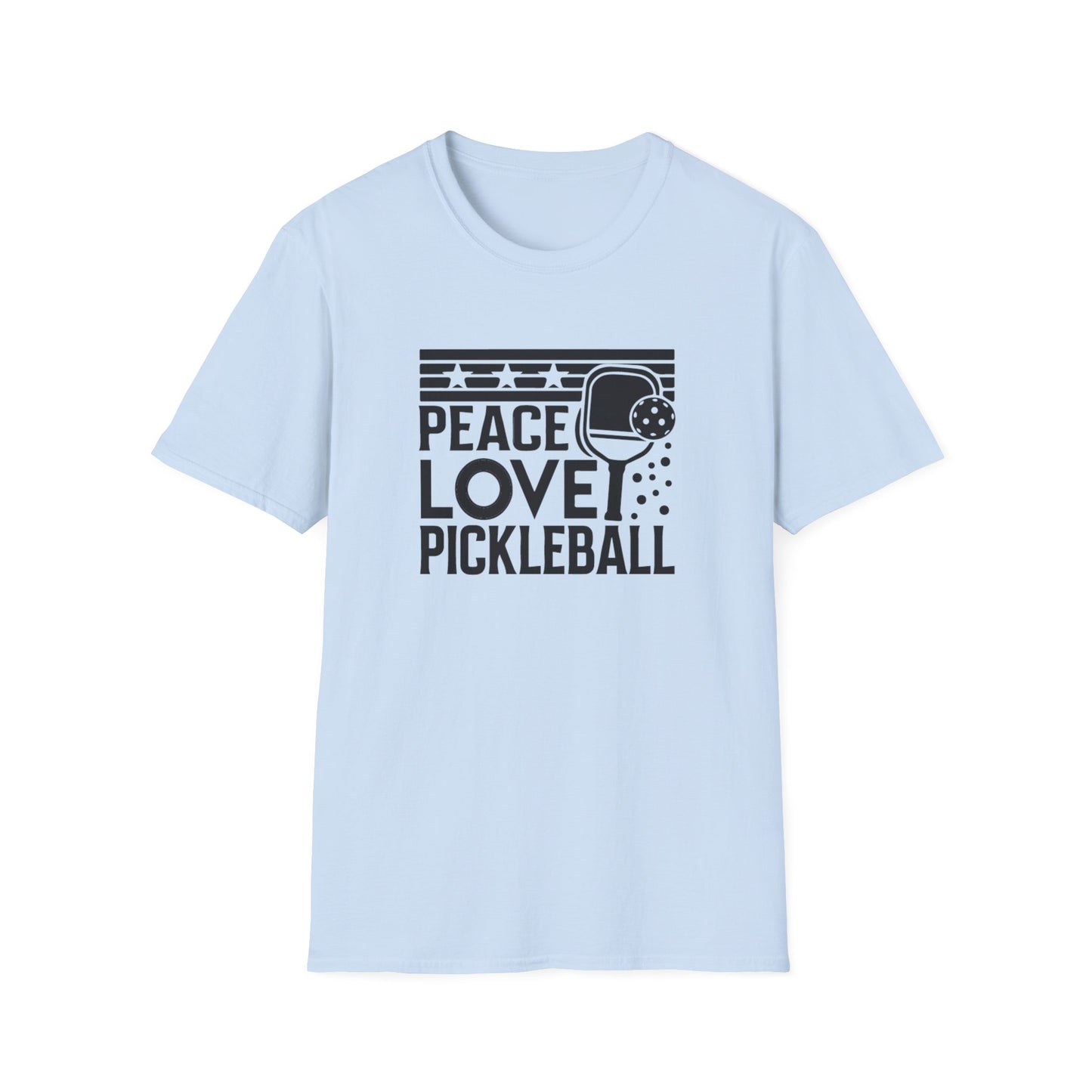 Women's Durable Pickleball T-shirt - Peace love pickleball Blue