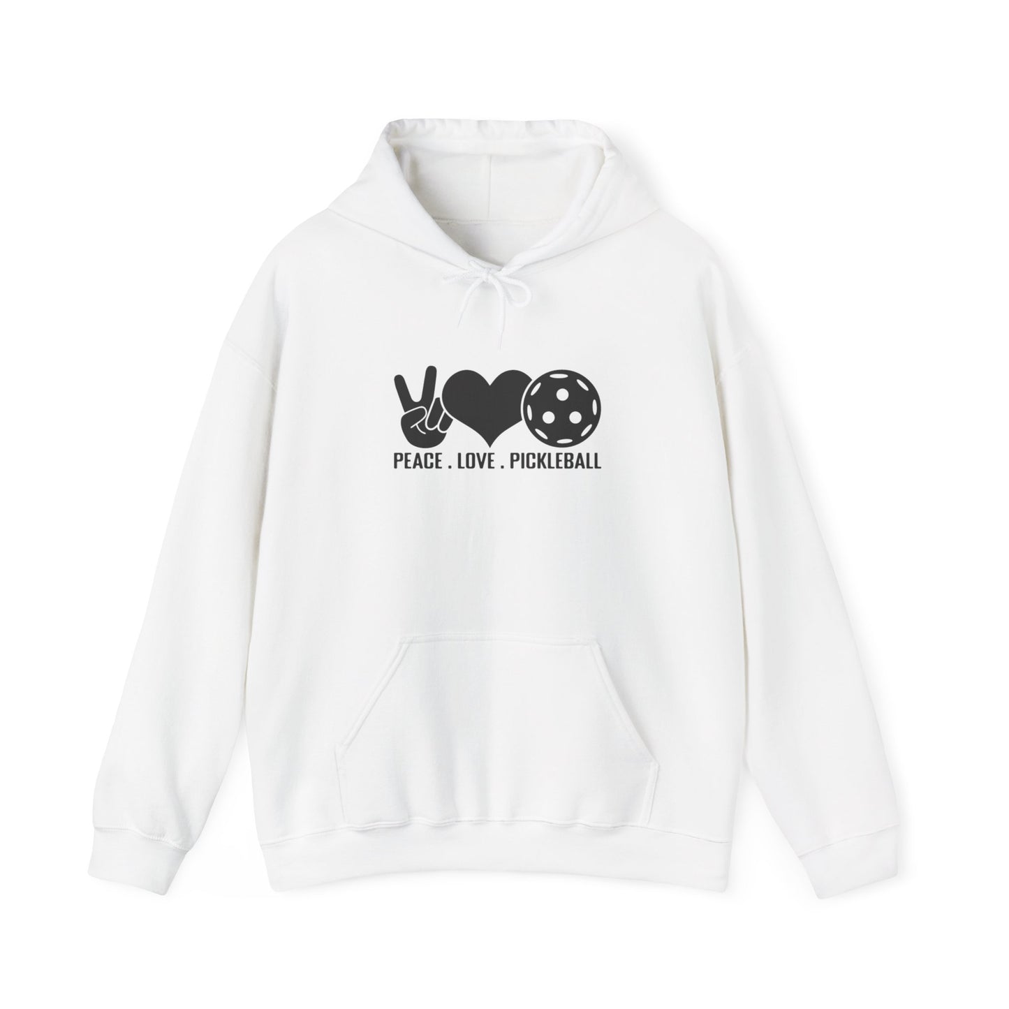 Women's Comfy Pickleball Hoodie - Peace, Love, Pickleball White