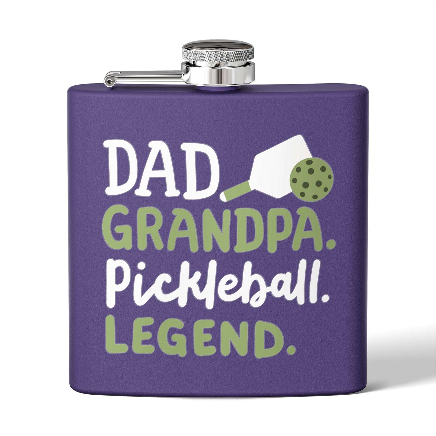 Pickleball Unique Flask - Dad Grandpa Pickleball Legend Purple