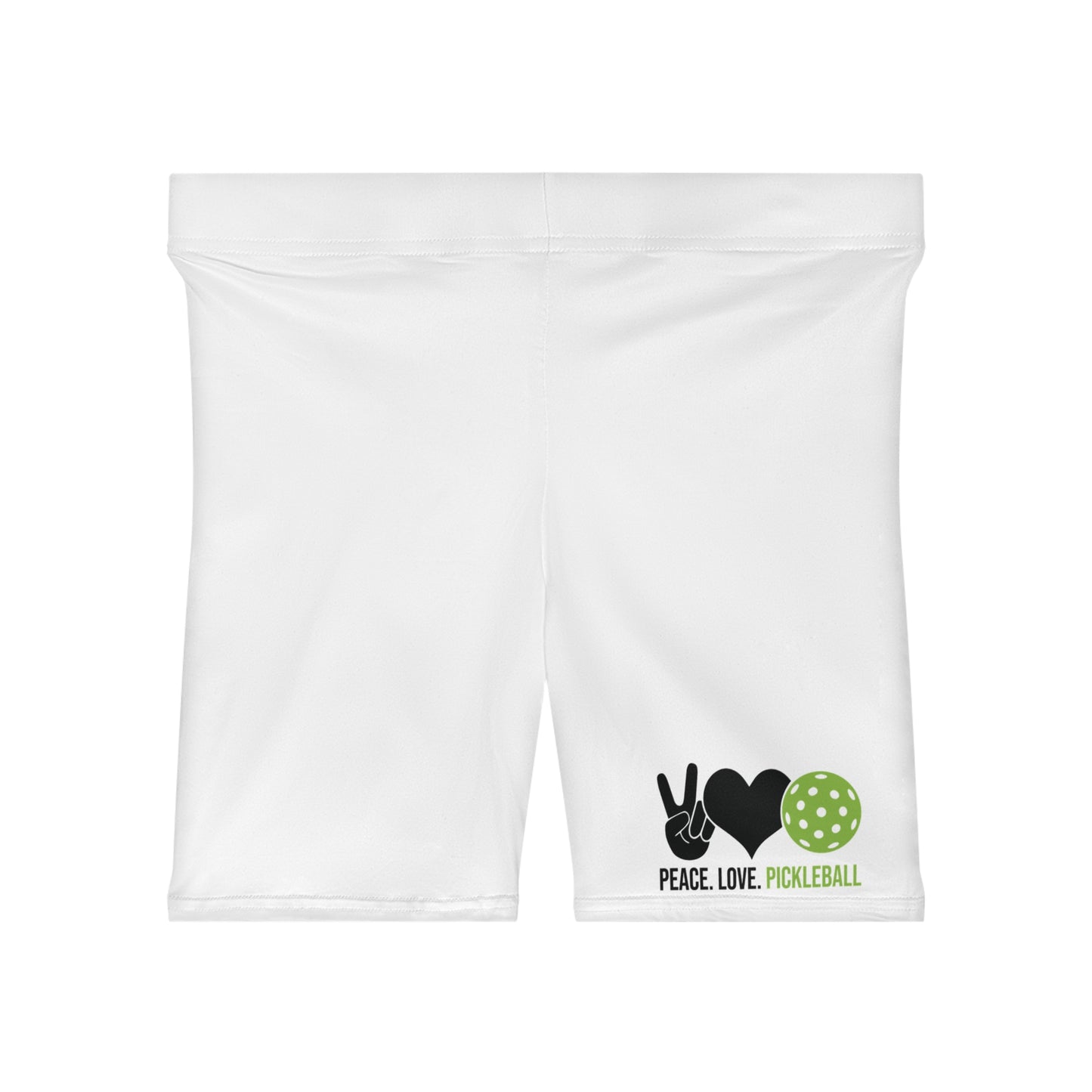Women's Comfy Pickleball Short - Peace, Love, Pickleball White