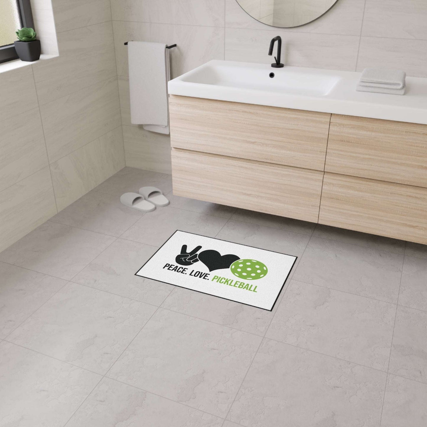 Pickleball Stylish Heavy-duty Floor Mat - Peace, Love, Pickleball