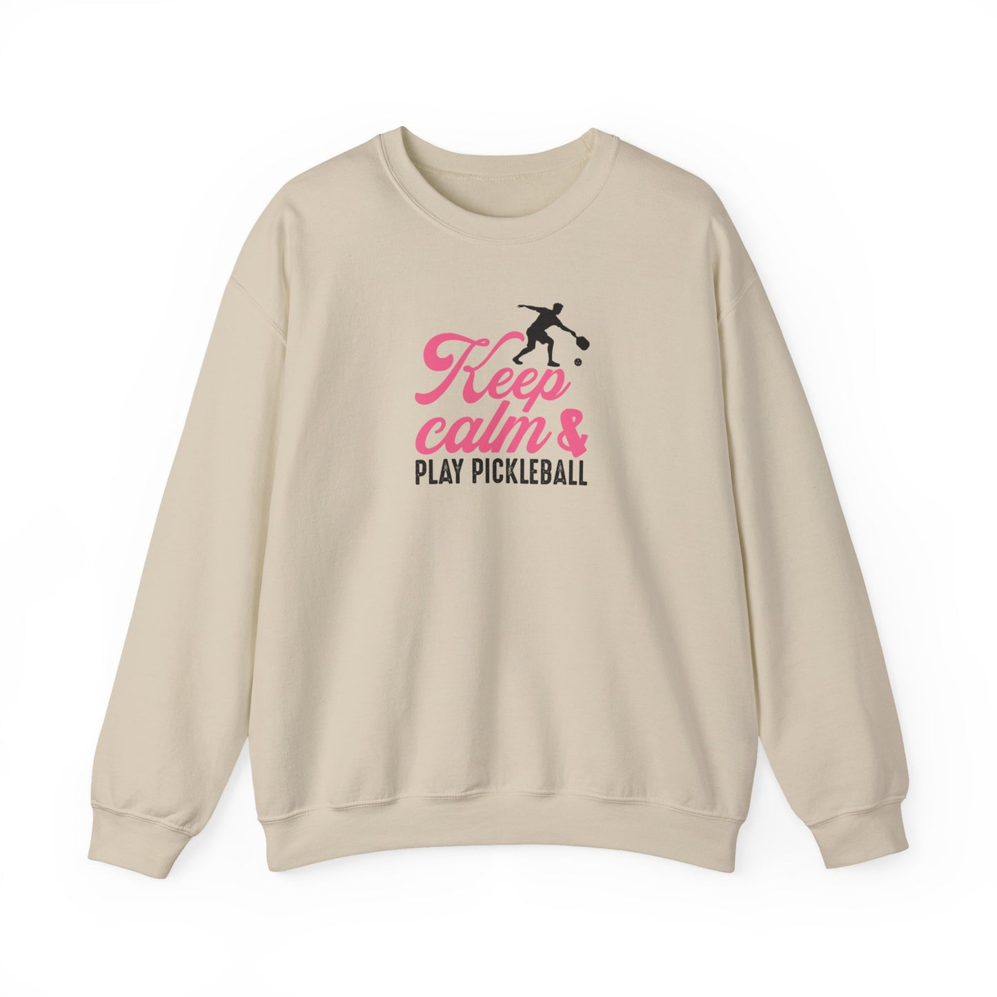 Women's Soft Pickleball Sweatshirt - Keep Calm & Play Pickleball Beige