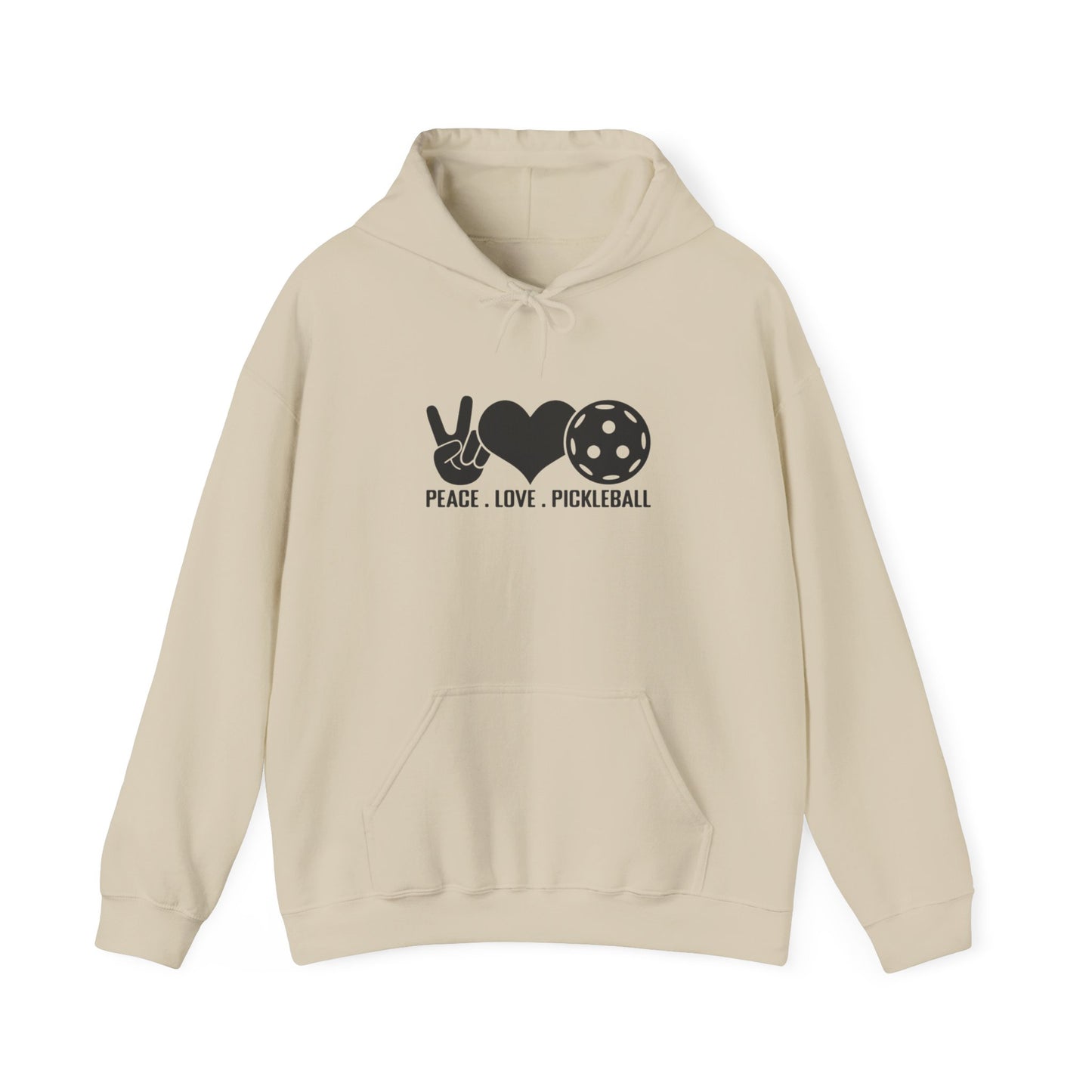 Women's Comfy Pickleball Hoodie - Peace, Love, Pickleball Beige