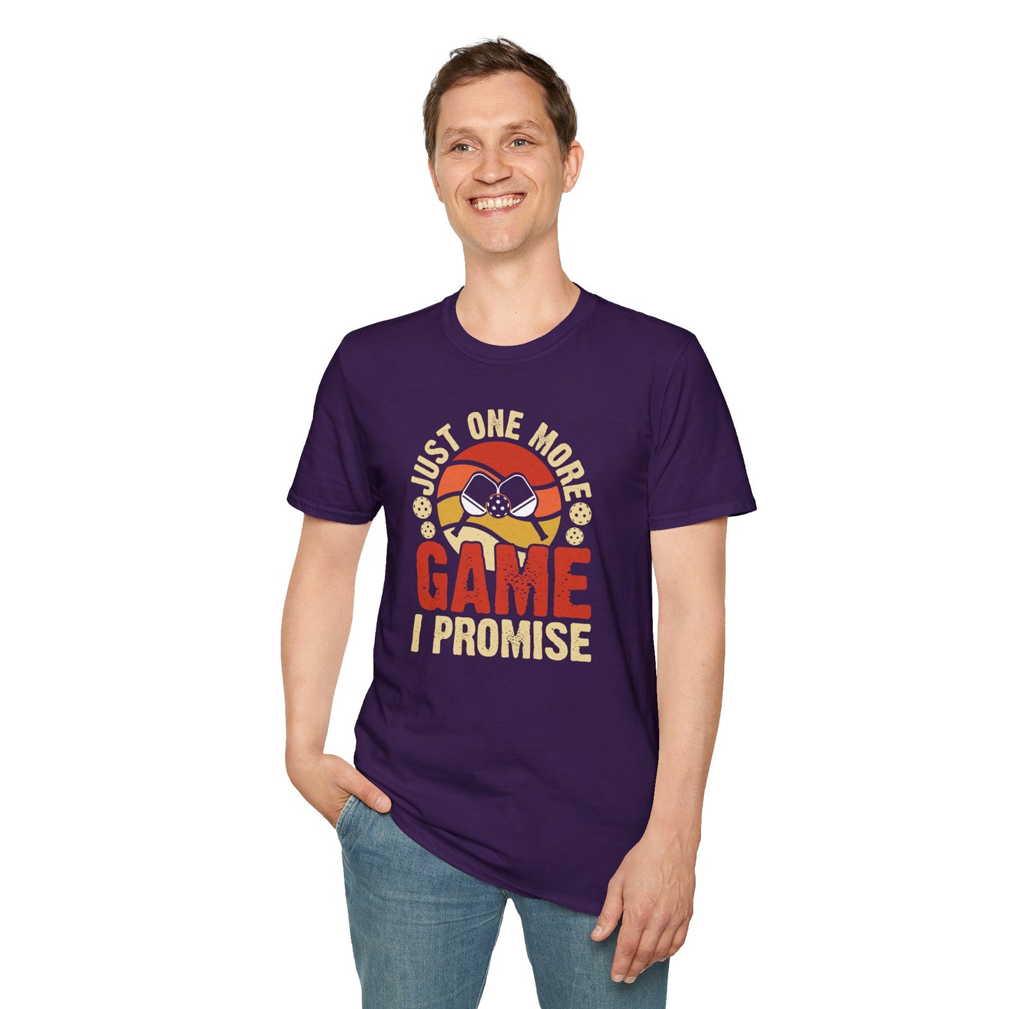 Men's Stylish Pickleball T-shirt - Just One More Game I Promise
