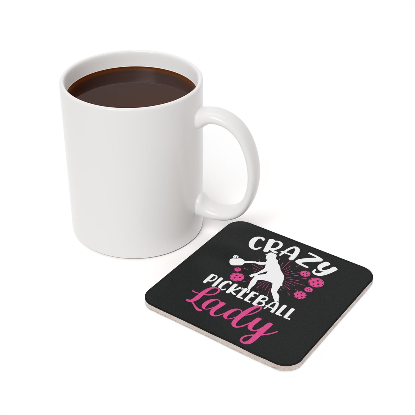 Pickleball Unique Cork Coaster - Crazy Pickleball Lady