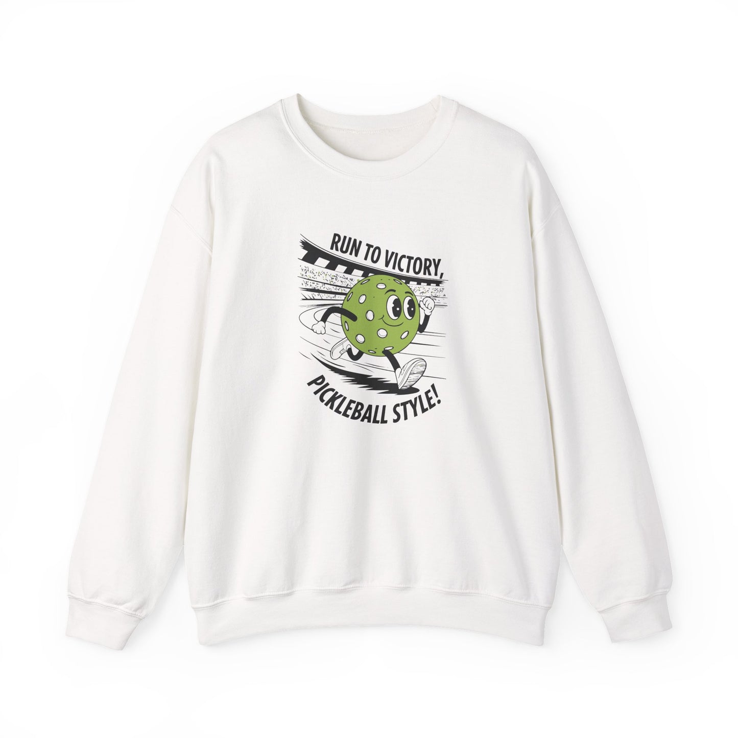 Men's Soft Pickleball Sweatshirt - Run to Victory Pickleball Style White