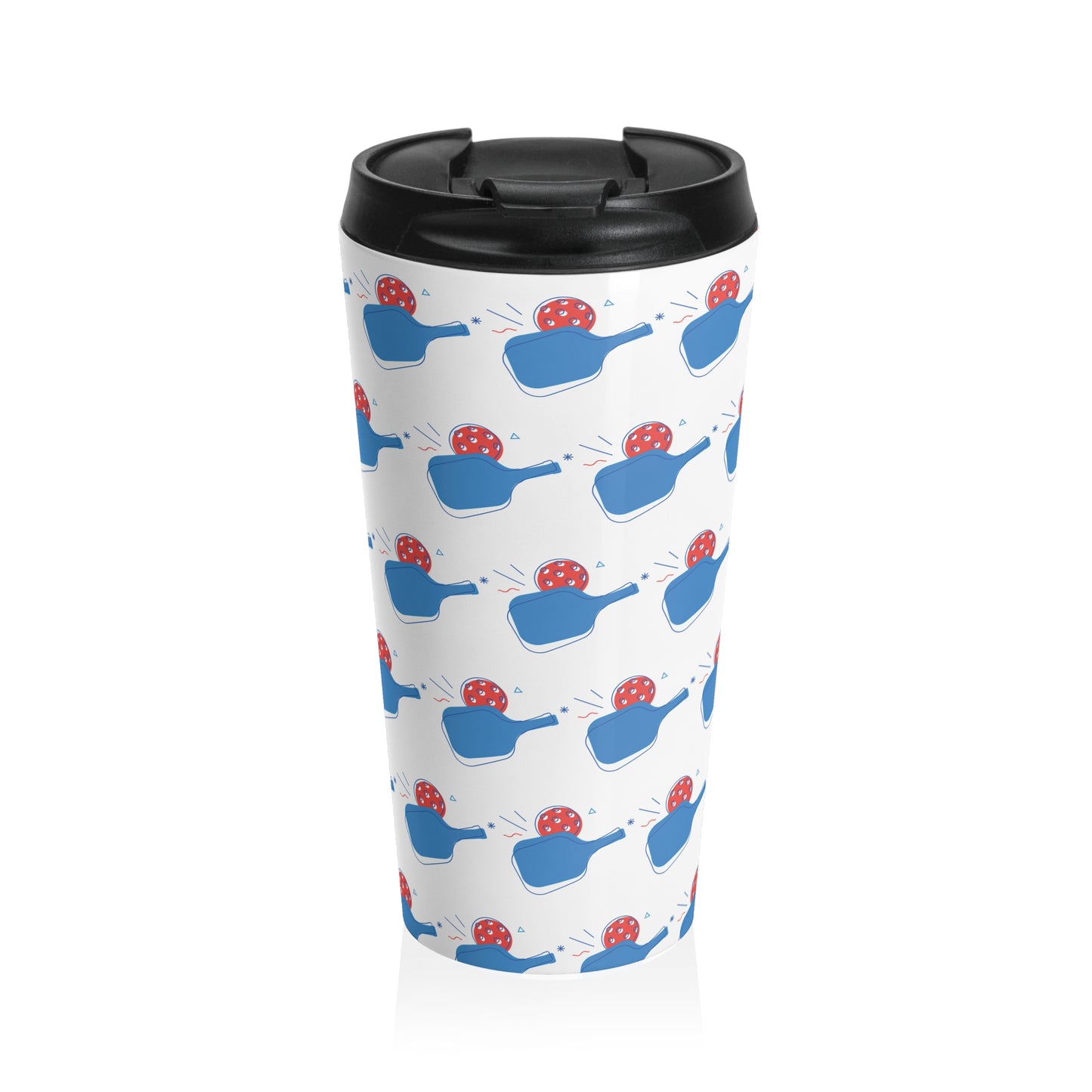 Pickleball Durable Travel Mug - Paddle and Ball White