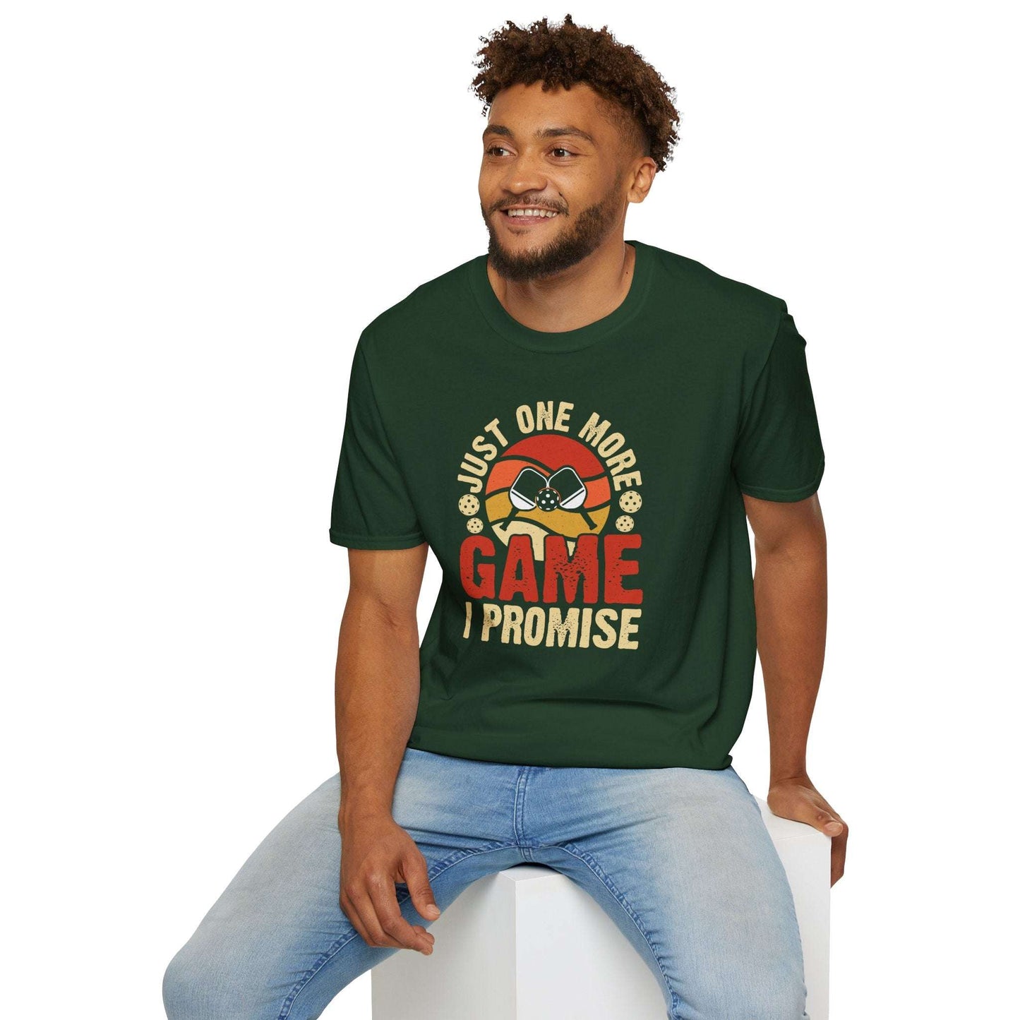 Men's Stylish Pickleball T-shirt - Just One More Game I Promise