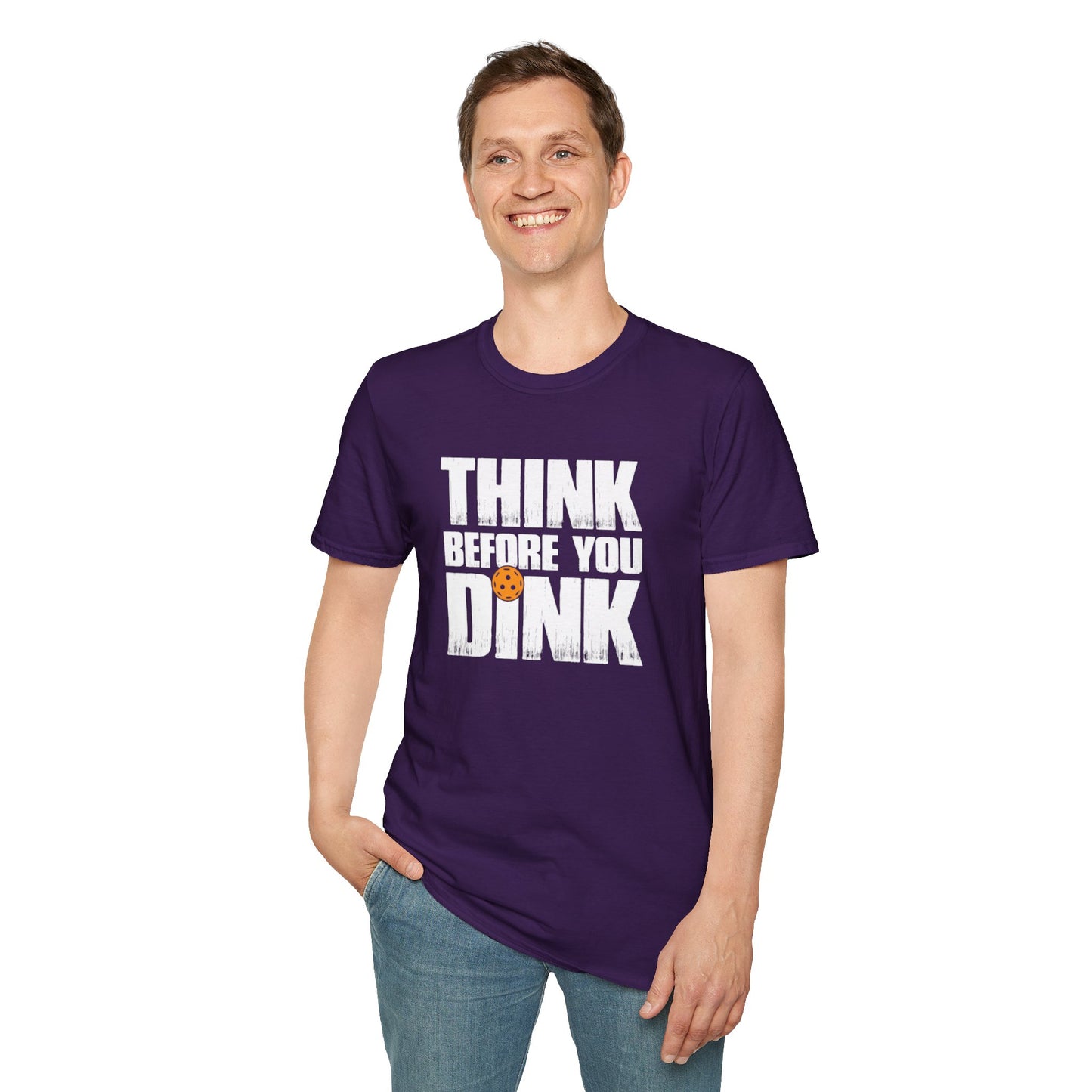 Men's Soft Pickleball T-shirt - Think Before You Dink