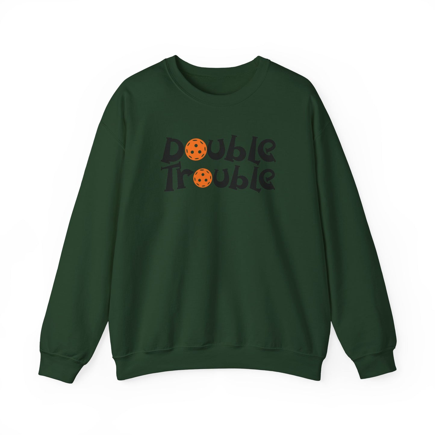 Women's Funny Pickleball Sweatshirt - Double Trouble Green