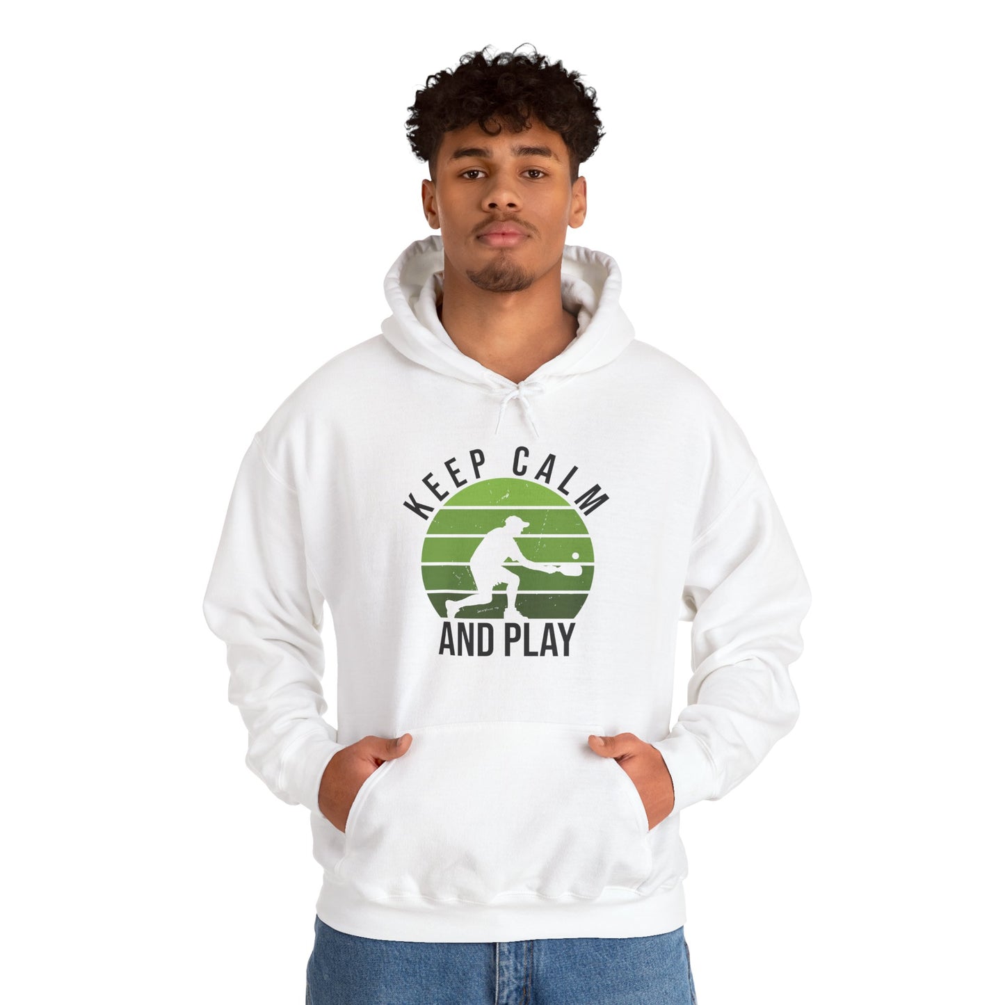 Men's Comfy Pickleball Hoodie - Keep Calm and Play