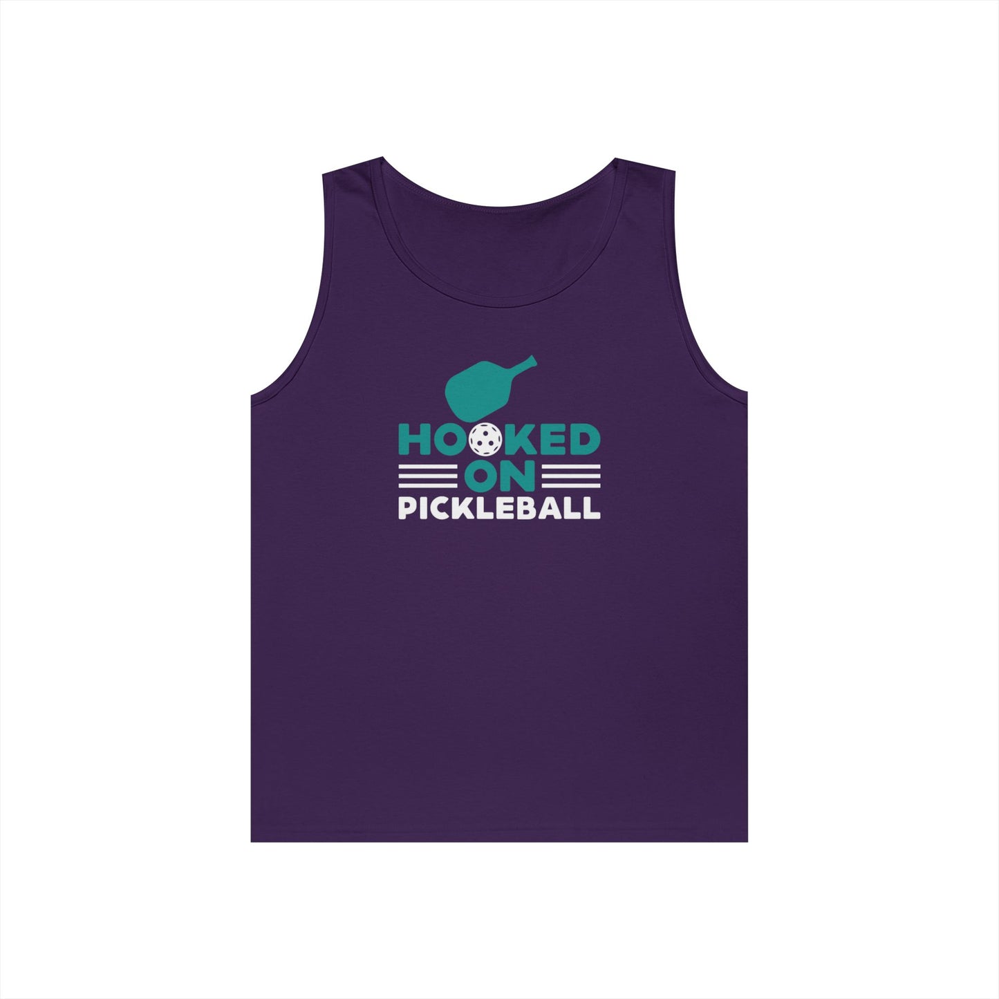 Men's Durable Pickleball Tank Top - Hooked on Pickleball Purple