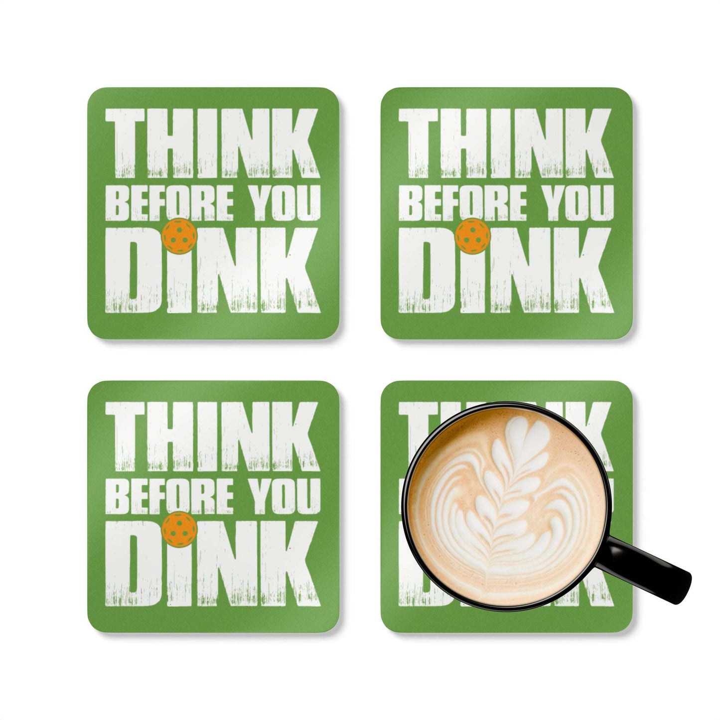 Funny Pickleball Cork Coaster Set of 4 - Think Before you Dink