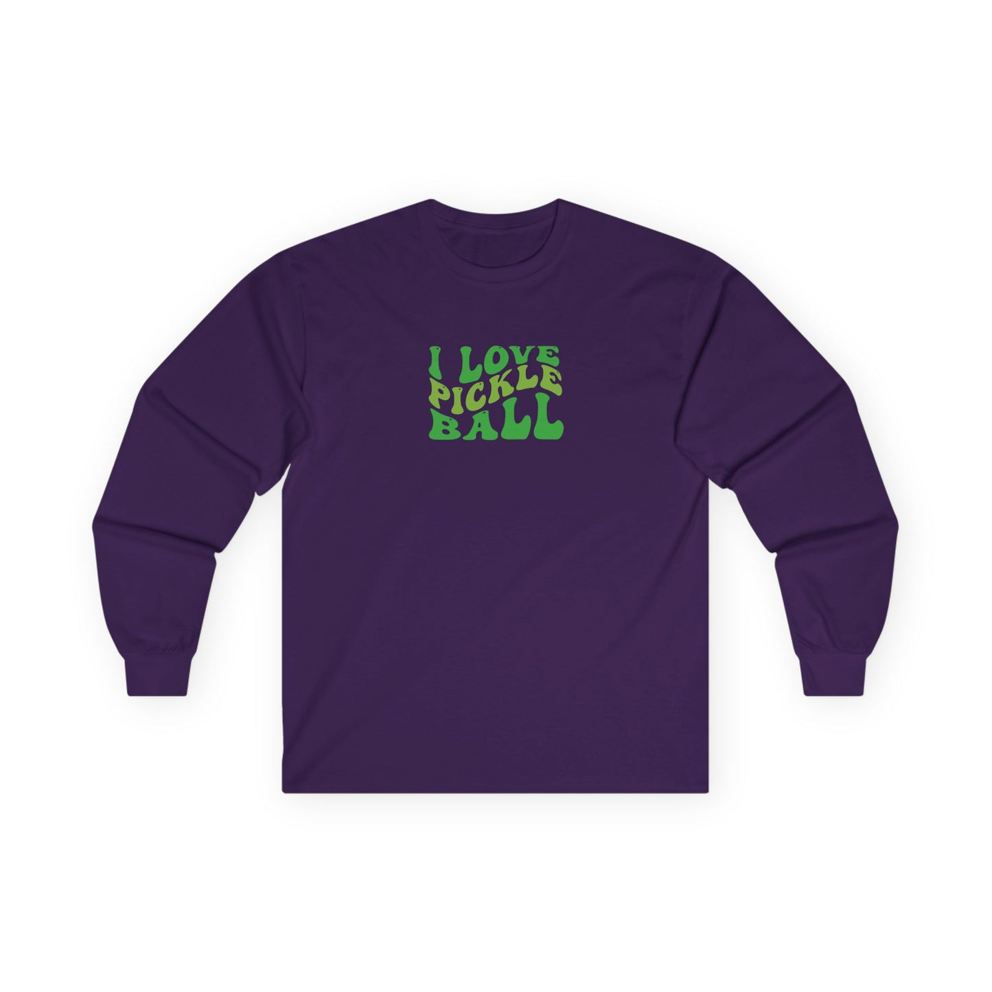 Women's Cute Pickleball Long Sleeves top - I Love Pickleball Purple